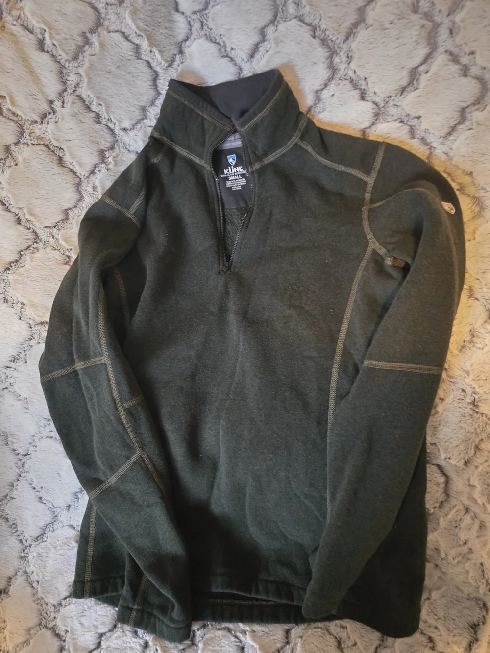 KUHL Born In The Mountains Europa Men's Quarter-Zip Pullover Olive Green S EUC
